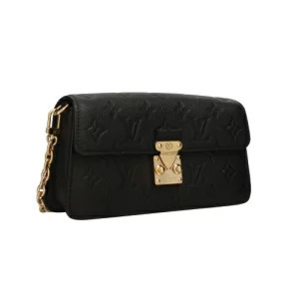 Louis Vuitton Black Noir Bag Chain Wallet on Monogram Shoulder Metis Empreinte